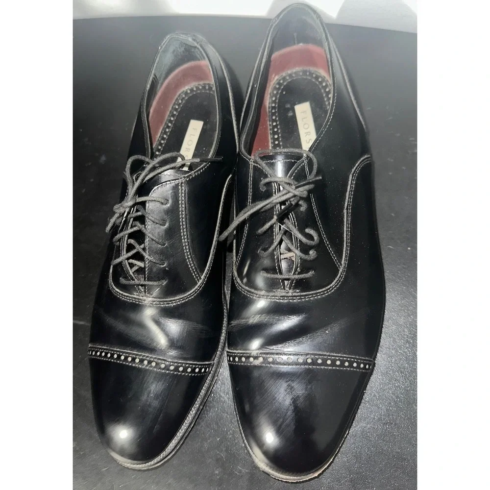 Florsheim Black Leather Dress Shoes Mens  Lexington Cap Toe Oxford 20382 Size 9